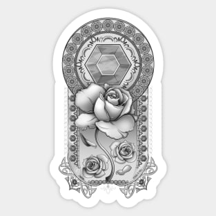 Rose Quartz: Black & White Sticker